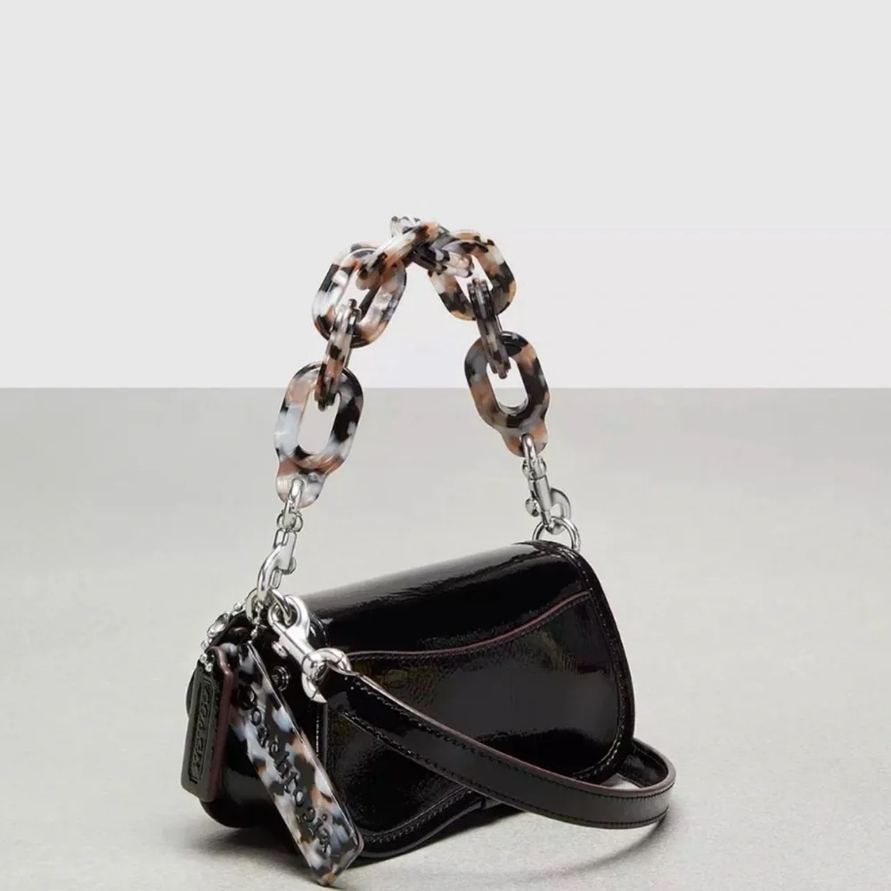 🖤Coach NWT Coachtopia Black Mini Wavy Dinky Bag in Crinkle Cut Leather‎